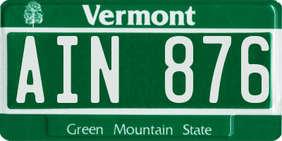 VT license plate AIN876