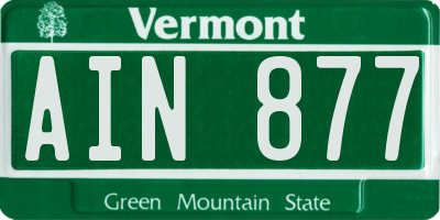 VT license plate AIN877