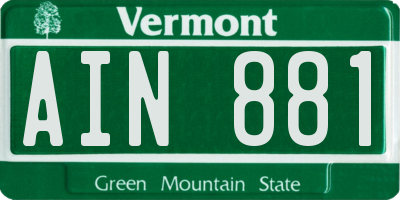 VT license plate AIN881