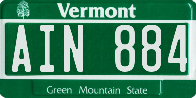 VT license plate AIN884