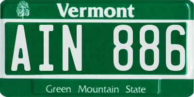 VT license plate AIN886