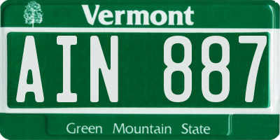 VT license plate AIN887