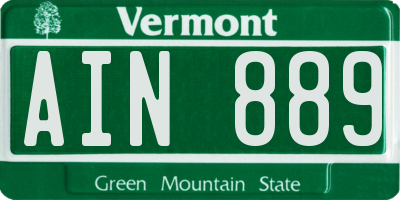 VT license plate AIN889