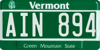 VT license plate AIN894