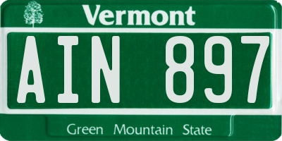 VT license plate AIN897