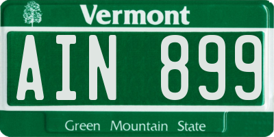 VT license plate AIN899