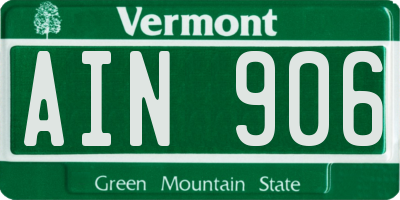 VT license plate AIN906