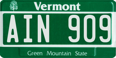 VT license plate AIN909
