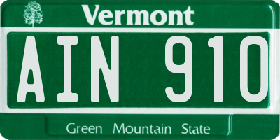 VT license plate AIN910