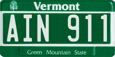 VT license plate AIN911