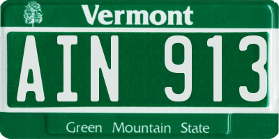 VT license plate AIN913