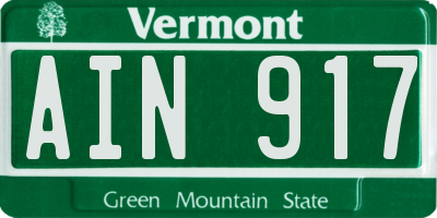 VT license plate AIN917