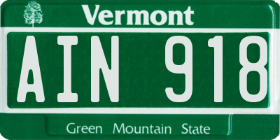 VT license plate AIN918