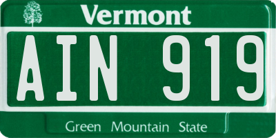 VT license plate AIN919