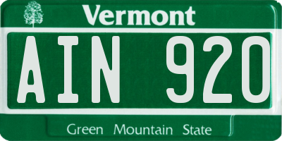 VT license plate AIN920