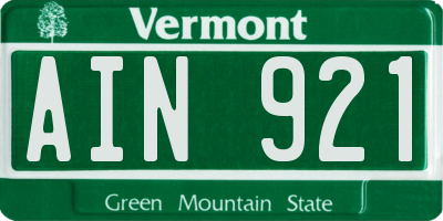 VT license plate AIN921
