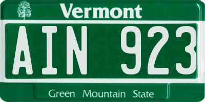 VT license plate AIN923