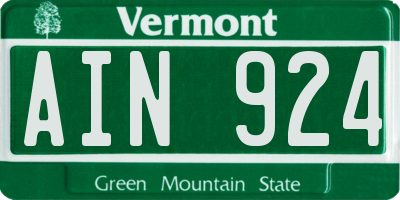 VT license plate AIN924