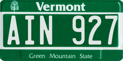 VT license plate AIN927