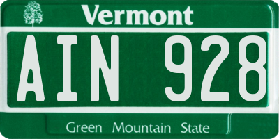 VT license plate AIN928