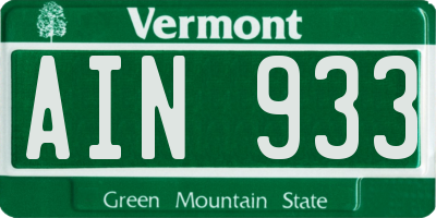 VT license plate AIN933