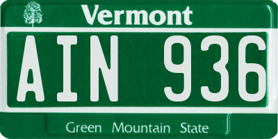 VT license plate AIN936
