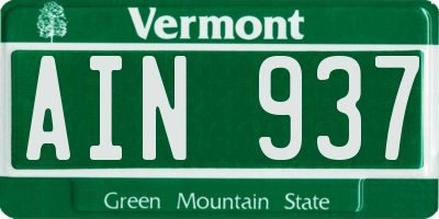 VT license plate AIN937