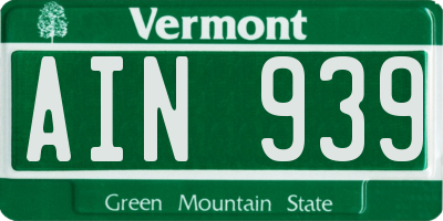 VT license plate AIN939