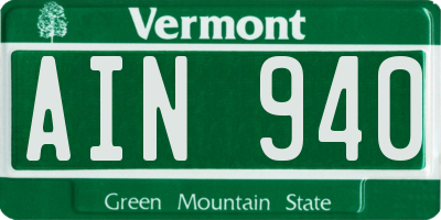 VT license plate AIN940