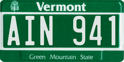 VT license plate AIN941