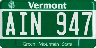 VT license plate AIN947