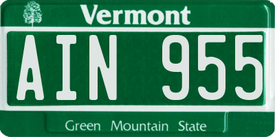 VT license plate AIN955