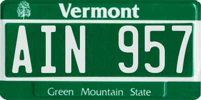 VT license plate AIN957
