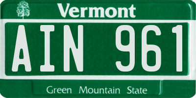 VT license plate AIN961