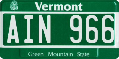 VT license plate AIN966