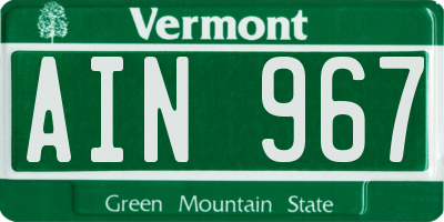 VT license plate AIN967