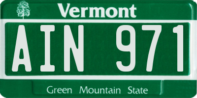 VT license plate AIN971