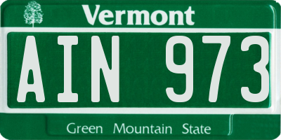 VT license plate AIN973
