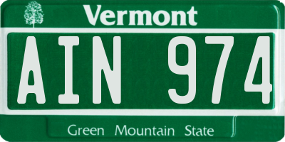 VT license plate AIN974