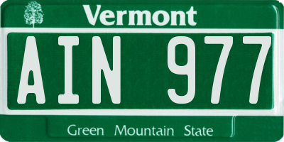 VT license plate AIN977