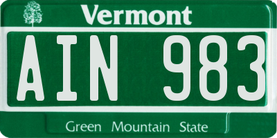 VT license plate AIN983
