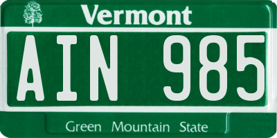 VT license plate AIN985