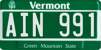 VT license plate AIN991