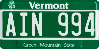 VT license plate AIN994