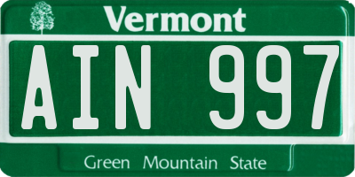 VT license plate AIN997