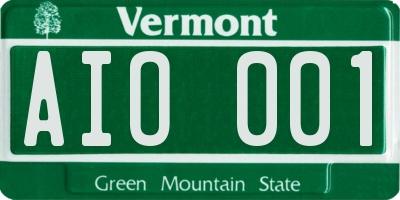 VT license plate AIO001