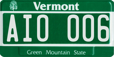 VT license plate AIO006