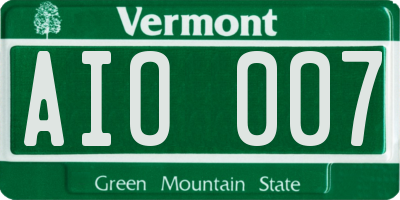 VT license plate AIO007