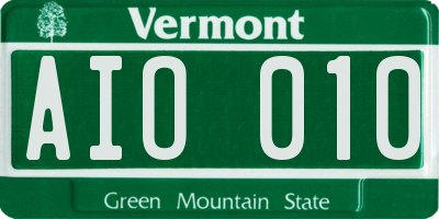 VT license plate AIO010