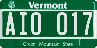 VT license plate AIO017
